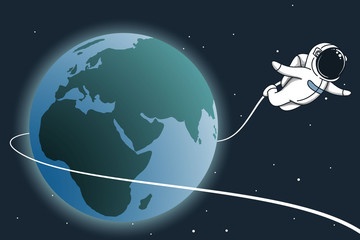 Wall Mural - astronaut flying around the earth