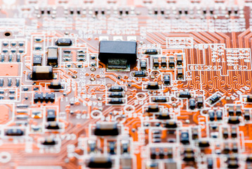 Abstract, close up of Circuits Electronic on Mainboard Technology computer background 
(logic board,cpu motherboard,Main board,system board,mobo)