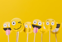 Emoji Smiley Social Media Characters On A Yellow Background