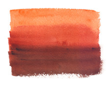 Orange To Warm Brown Gradient Painted In Watercolor On Clean White Background