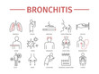 Bronchitis. Symptoms, Treatment. Line icons set. Vector signs