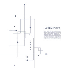 Aufkleber - Wireframe element with abstract figure. Connected lines and dots. Vector Illustration