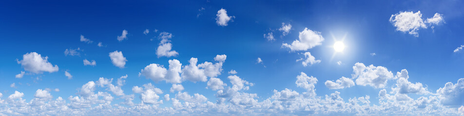 Panorama of the blue sky with clouds