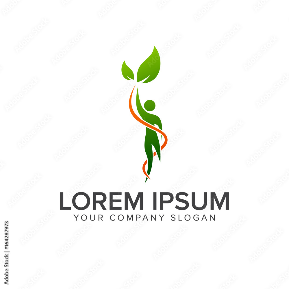 leaf people logo design concept template Stock Vector | Adobe Stock