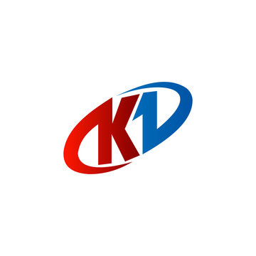 letter K logo. red blue color, circle logo design concept template