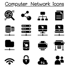 Wall Mural - Computer network icons