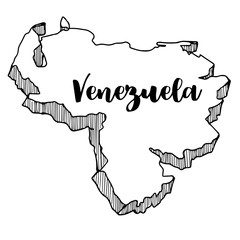 Sticker - Hand drawn of Venezuela map, vector illustration