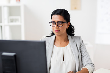 Sticker - businesswoman with computer working at office