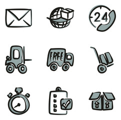 Delivery or Shipping Icons Freehand 2 Color