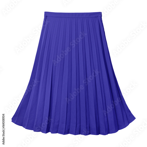 Valokuva Navy blue pleated midi skirt isolated on white