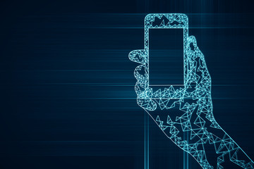 Aufkleber - Polygonal hand holding smartphone