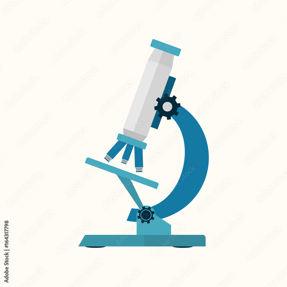 Simple Science Design Microscope Simple microscope. Science equipment. Flat vector illustration Stock ...