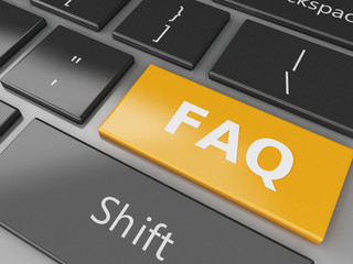 Poster - 3d Close up view of keyboard FAQ button