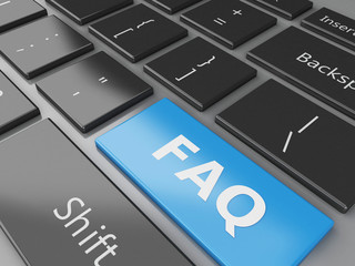 Poster - 3d Close up view of keyboard FAQ button
