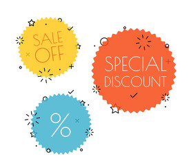 Aufkleber - Different shopping tags vector set. Banners collection isolated on white