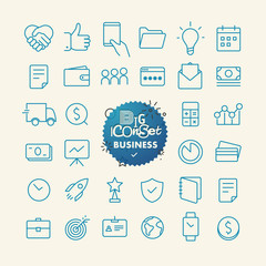 Aufkleber - Outline icon set. Web and mobile app thin line icons collection. Business