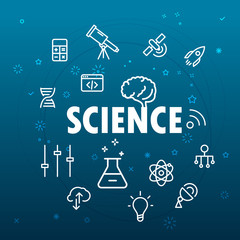 Fototapete - science concept. different thin line icons included