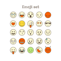 Aufkleber - Different thin line color icons vector set. Emoji