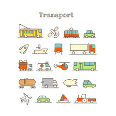 Poster - different thin line color icons vector set. transport