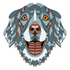 Wall Mural - Golden retriever dog zentangle stylized head, freehand pencil, hand drawn, pattern. Zen art. Ornate vector.