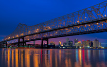 Mississippi River Bridge Over Looking New Orleans Downtown 