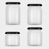 Fototapeta  - Set of Glass Jars for canning and preserving. Vector Illustration isolated on transparent background.Empty transparent glass jar with screw cap. Round Shape Glass Canister.