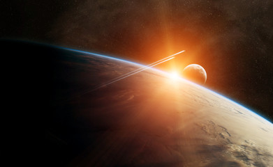 Poster - Planet Earth in space 3D rendering elements of this image furnished by NASA