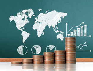 Coins graph stock market