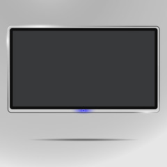 Leinwandbilder - A realistic TV screen. Modern stylish LCD panel, LED type. A model of a large computer and TV screen. Empty TV template. Element of graphic design for catalog, website, as a layout. Illustrations.