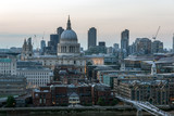 Fototapeta Londyn - Amazing Sunset panorama from Tate modern Gallery to city of London, England, Great Britain