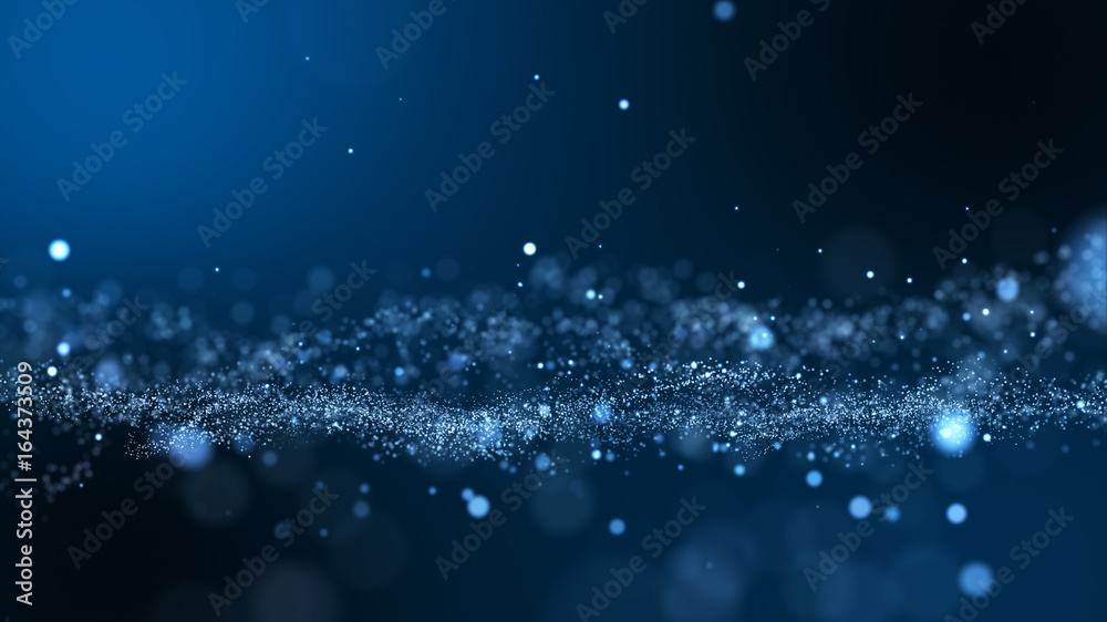 Dark blue and glow particle abstract background. - obrazy, fototapety, plakaty 