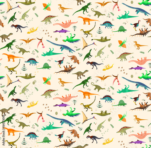 Plakat na zamówienie Wzór pattern z kolorowych dinozaurów