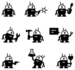 Sticker - Robots Icons - Black Series