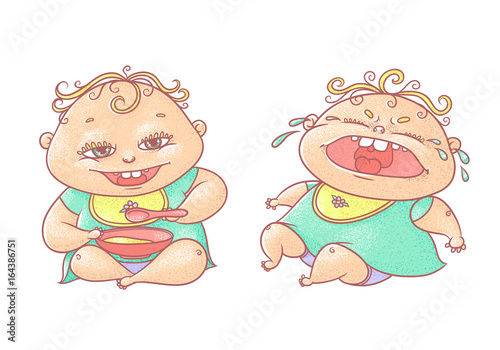 Vector Color Cartoon Illustration Child The Chubby Funny