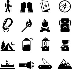 camping icons - black series