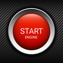 Start Engine Button On Carbon Background
