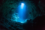 Sun Light into the Underwater Cave
