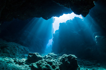 Wall Mural - Sun Light into the Underwater Cave