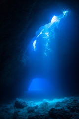 Wall Mural - Sun Light into the Underwater Cave