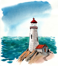 Watercolor Lighthouse