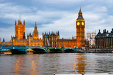 Fototapeta Londyn - Big Ben and houses of Parliament from Embankment