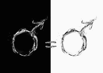 Two male gender symbols with equality between them symbolizing the equality between humans.
