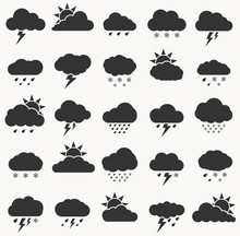 Set Of Weather  Icon Black Color On White Background