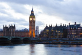 Fototapeta Big Ben - Big Ben and Houses of Parliament in a fantasy sunset landscape, London City. United Kingdom