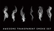 © ckybe - Set of digital realistic smoke vector illustration, curly smoke flow collection, curved transparent smoke flow image, grey smoke flow, vertical smoke flow, 3D smoke flow picture.
