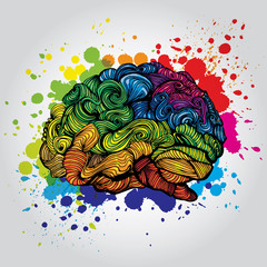 Wall Mural - Brain Bright Idea illustration. Doodle vector concept about human brain and Ideas. Creative illustration