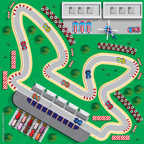 Race track. View from above. Vector illustration. Stock Vector | Adobe