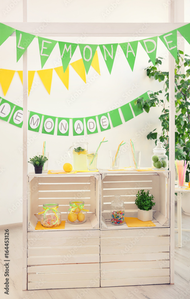 Lemonade stand indoors