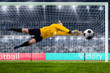 © 27mistral - female goalie is jumping for the ball on crowded stadium