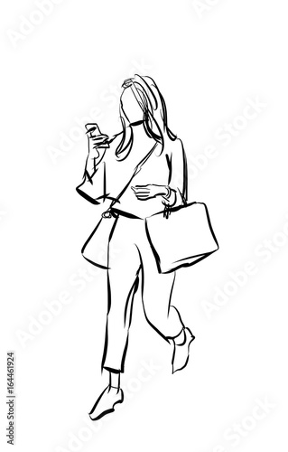 Shopping Girl With Smartphone Cartoon Drawing Isolated Buy This Stock Illustration And Explore Similar Illustrations At Adobe Stock Adobe Stock
